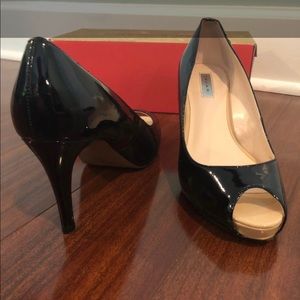 Tahari Regal Patent Peep Toe Shoes